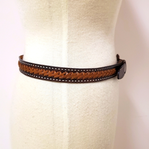 Boho Brown Leather Braided Belt - Picture 5 of 10